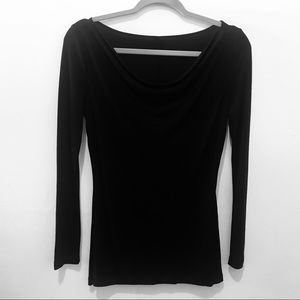 Classic staple long sleeve Black Cow-neck blouse top